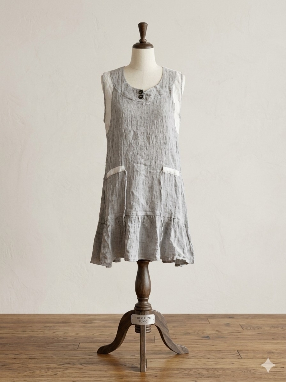 Sleeveless Light Gray Pocket Ruffle-Hem Mini Dress